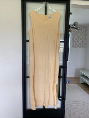 Vtg 80s 90s EXPO Cottagecore Gingham V-Neck Side Slit Size 12 Maxi Dress